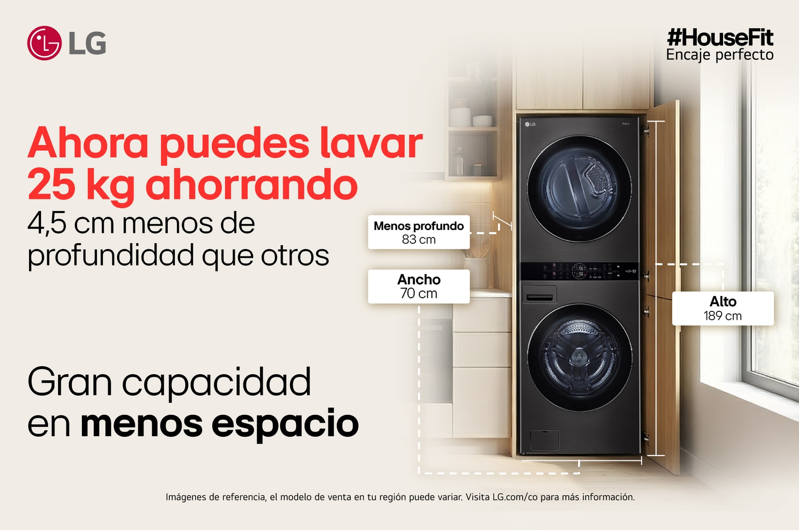 WashTower LG en espacio de lavado